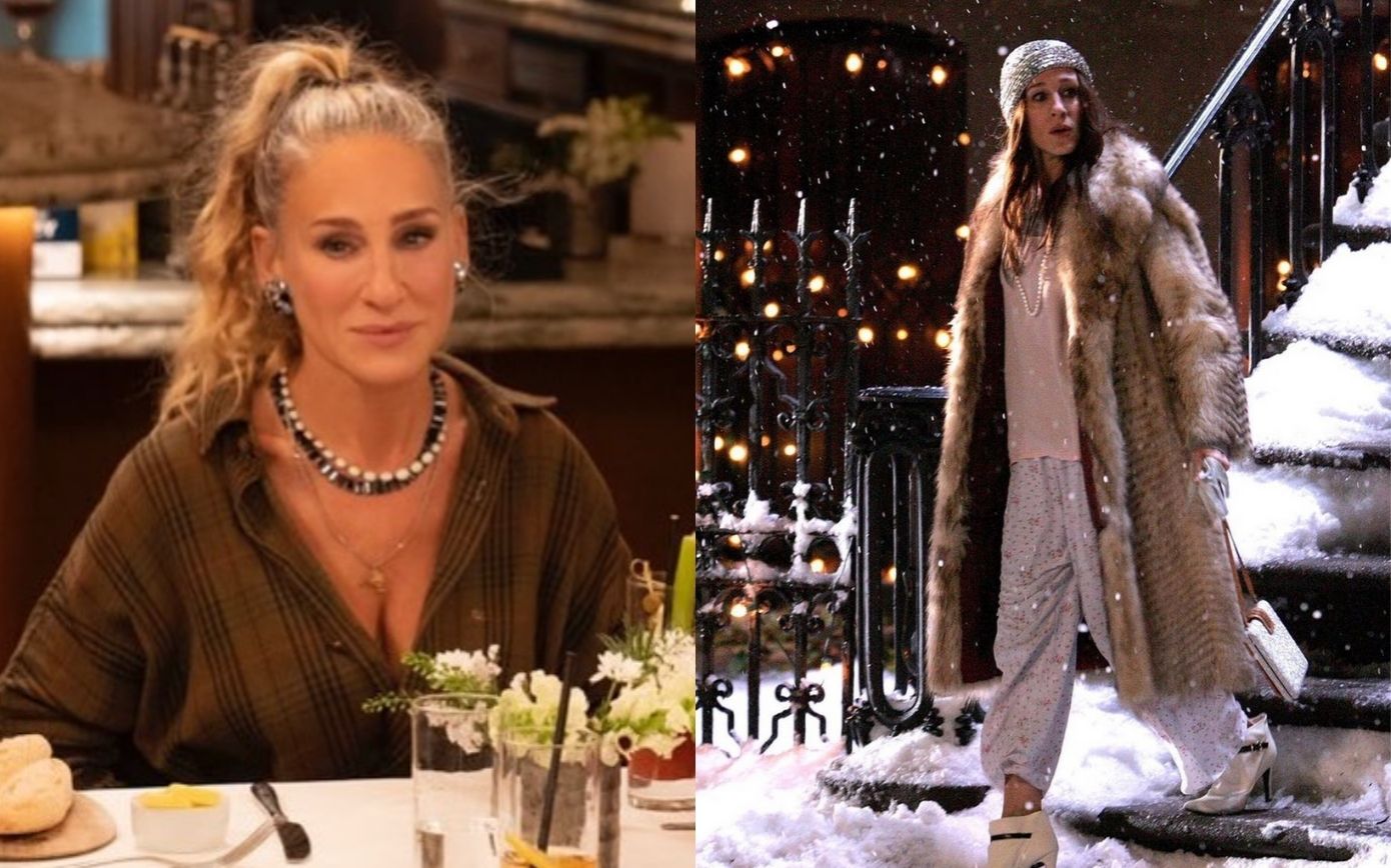 Carrie Bradshaw Does High-Low Fashion In Sparkly Boots And