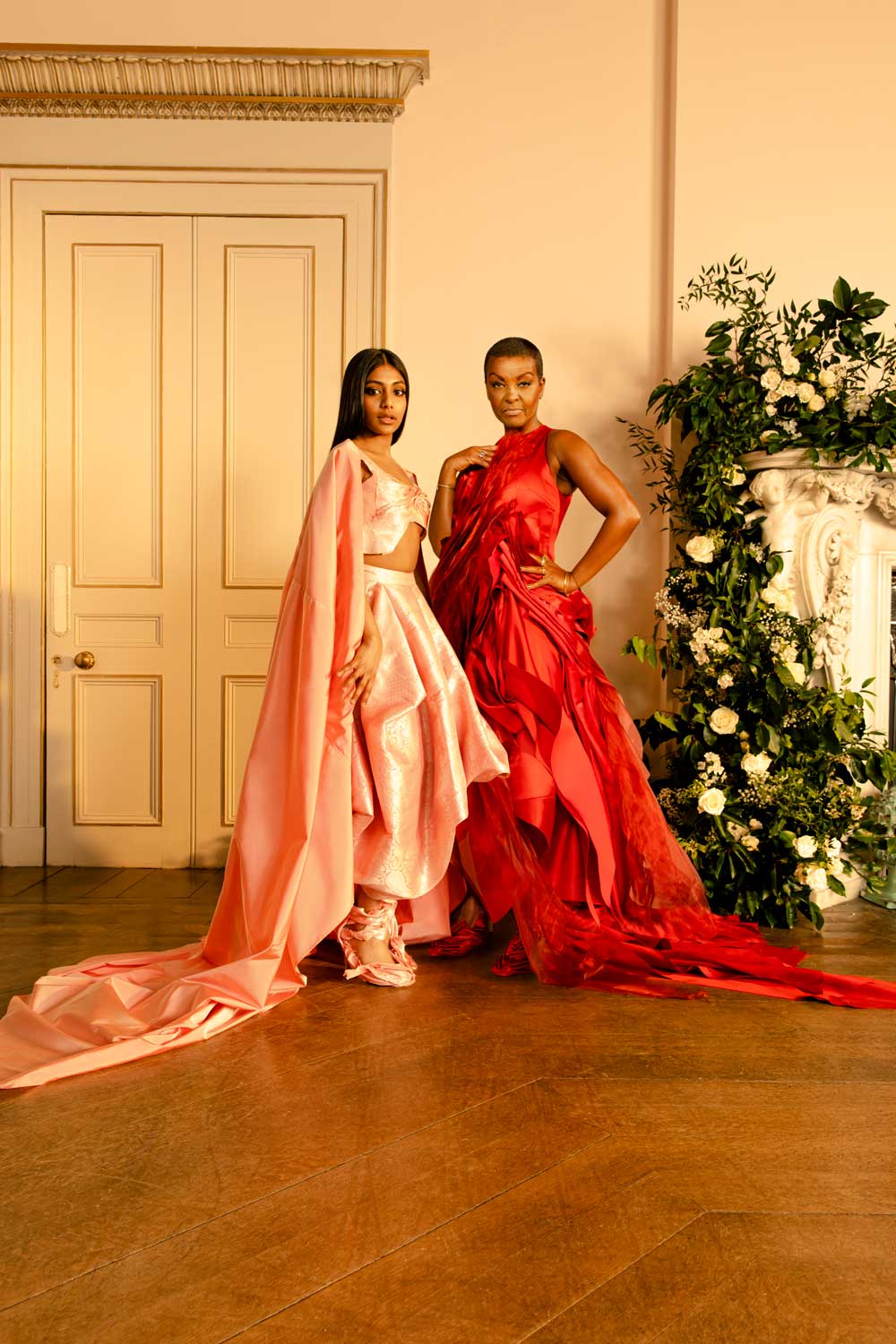 BFCxBridgerton_Charithra-Chandran-&-Adjoa-Andoh_designed-by-Latifa-Neyazi