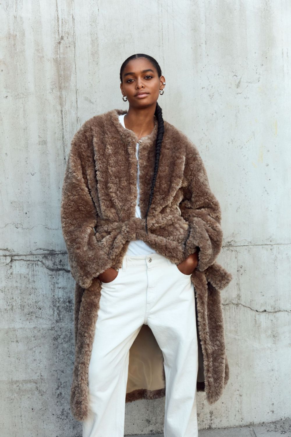 Faux fur shearling coat best sale