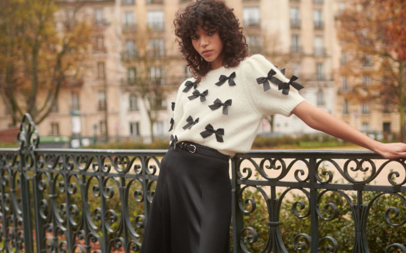  Other Stories embellished crop top with dot print in white