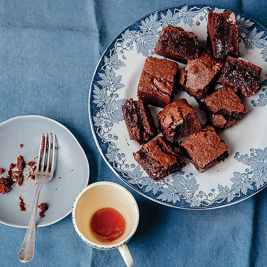 Try These Dark Muscovado Brownies With Chocolate Salted Fudge Sauce