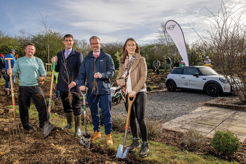 (L-R)-Daniel-Hayhow-of-Earthwatch,-Minister-jack-Chambers,-Minister-Roderic-O'Gorman-and-Julie-Bothwell-from-MINI-Ireland-at-launch-of-Ireland's-First-Tiny-Forest-(1)