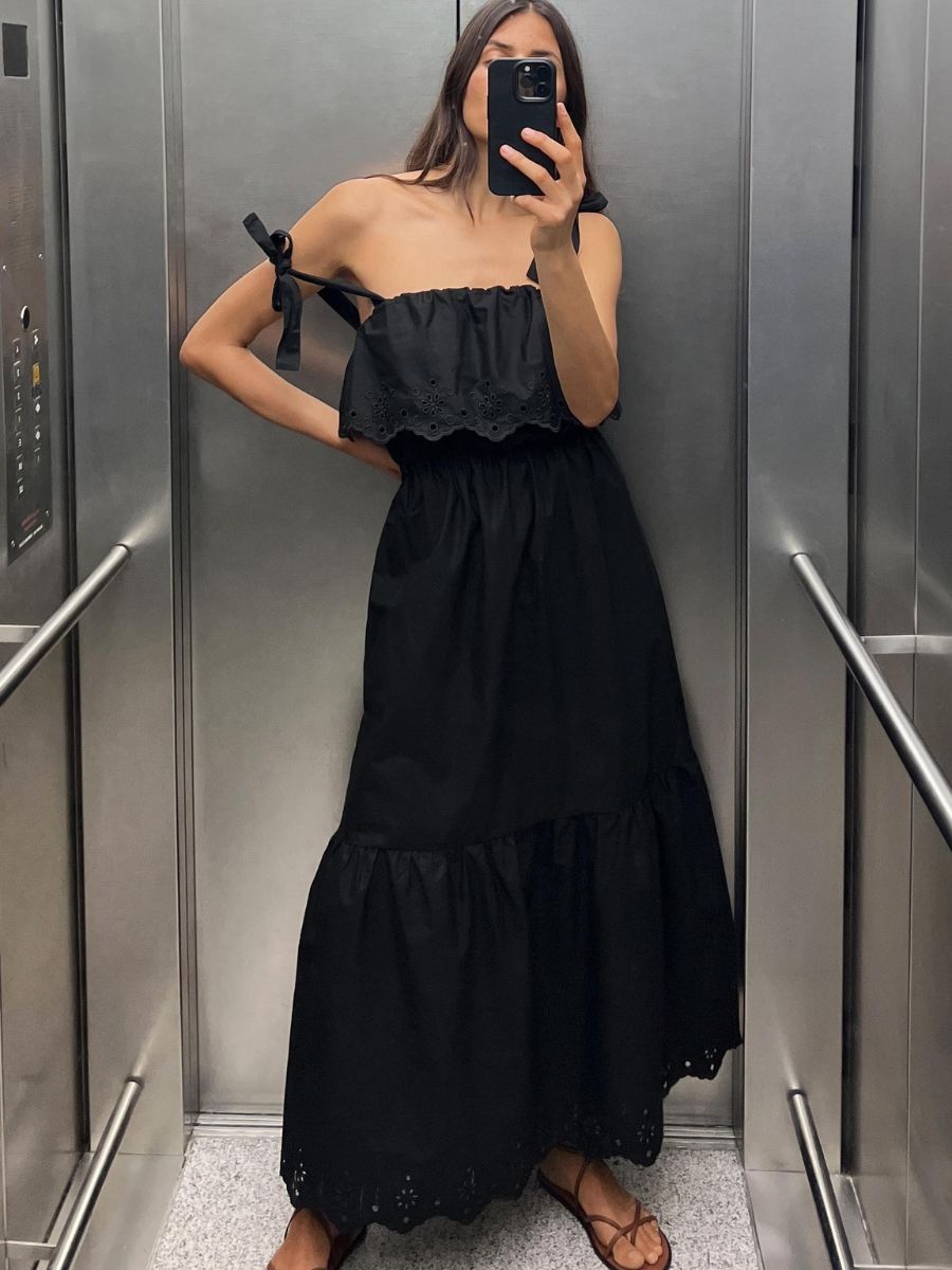 Marks and spencer black dresses with sleeves best sale