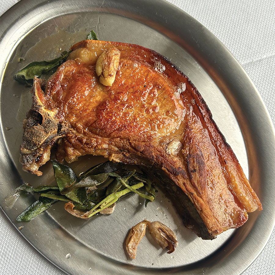 Pork Chops With Brussels Sprout Remoulade