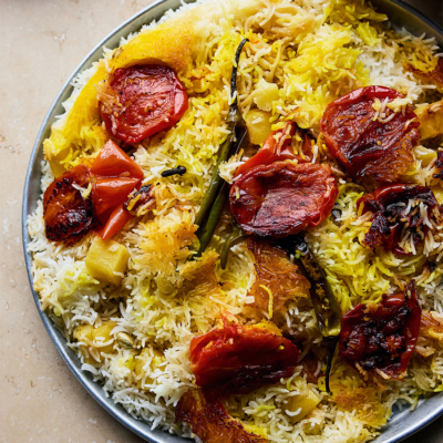 Noor Murad's One-Pot Recipe For Tomato, Potato And Saffron Rice