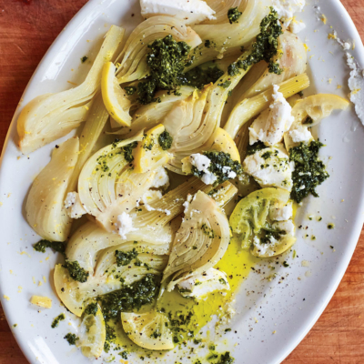 Luscious Lemon-Poached Fennel With Herb Dressing And Ricotta