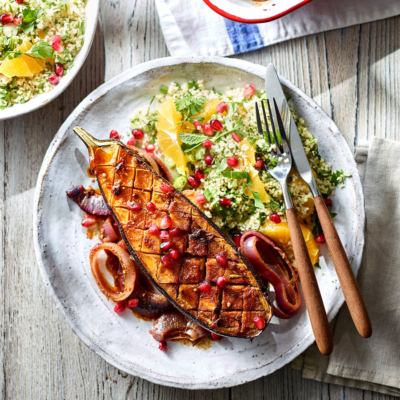 Try This 3 Step Aubergine Tray Bake That's Good For Your Gut
