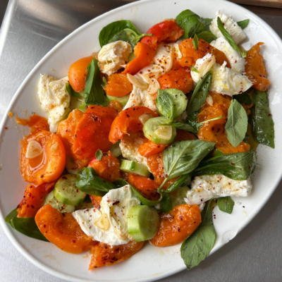 A Vibrant Apricot, Cucumber And Mozzarella Salad Perfect For Summer's End
