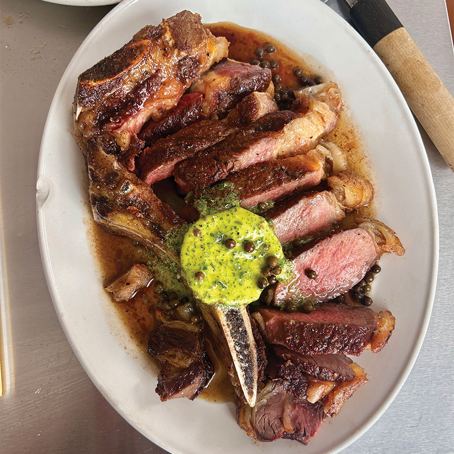 Perfectly Cooked Green Peppercorn And Herb Butter Steak