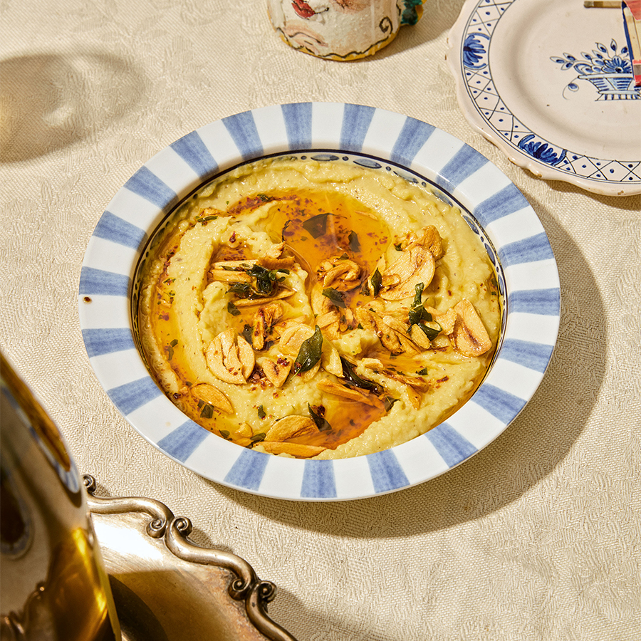 Alison Roman's Lentil Dip With Toasted Garlic nd Crispy Herbs