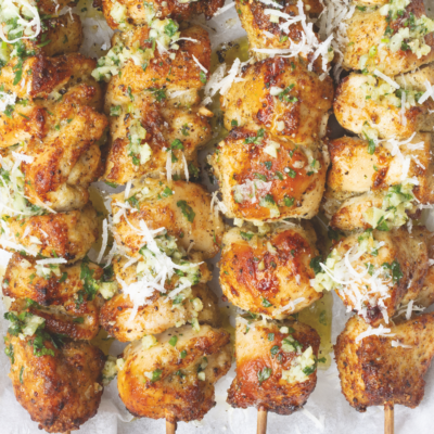 An Airfryer Recipe For Garlic And Parmesan Chicken Skewers