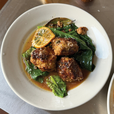 Lemon, Rosemary And Fennel Polpette With Spring Greens