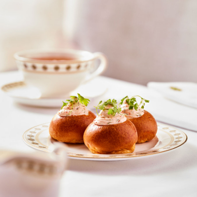 The Langham Afternoon Tea: Hot Smoked Salmon With Dill Pickle Sandwiches