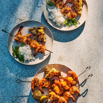 Gold Coast-Inspired Grilled Coconut And Lime Shrimp Skewers